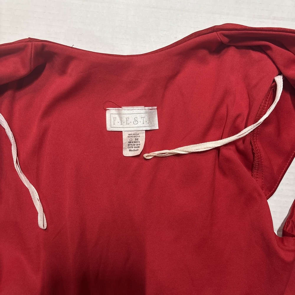 Fiesta Red Satin Cocktail Party Dress Women's Size Xl Ruched Cape Sleeve Midi - Picture 9 of 9